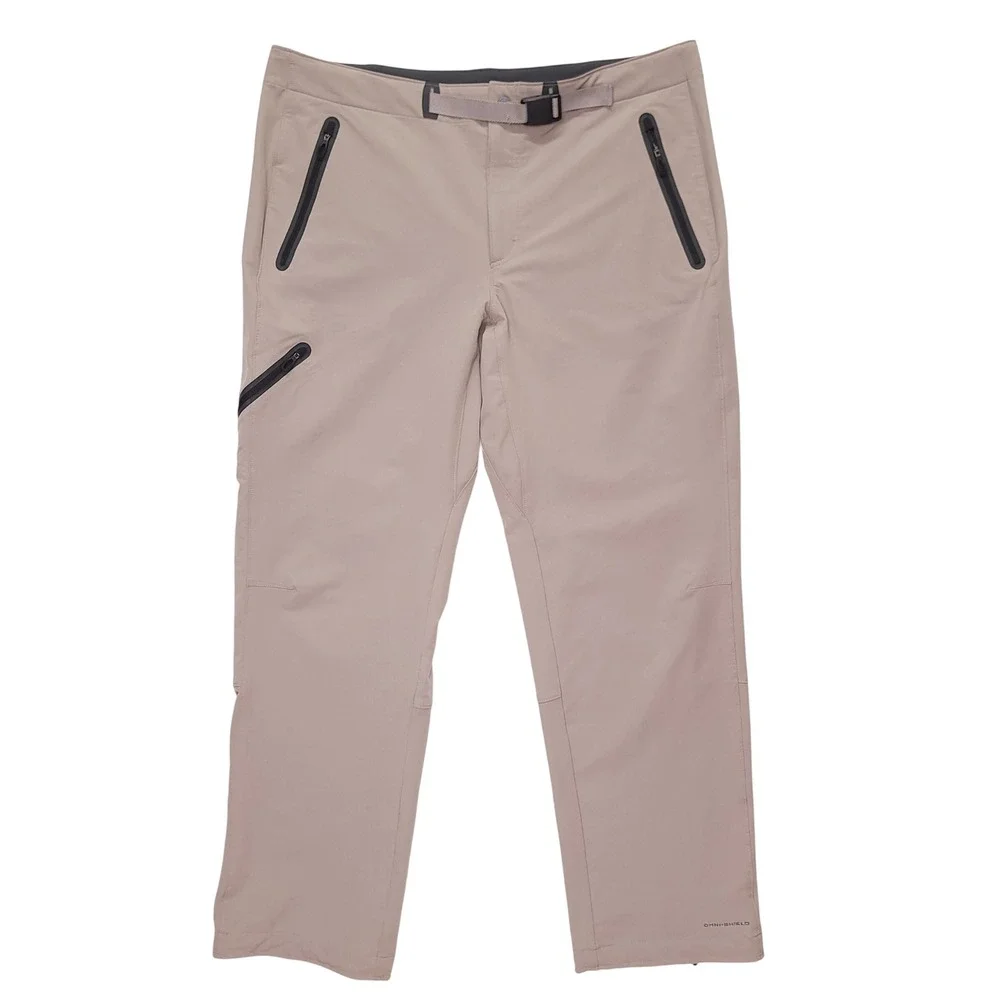 Columbia Titanium Mens 40x32 Hiking Pants Tan‎ Beige Belted Technical Outdoor